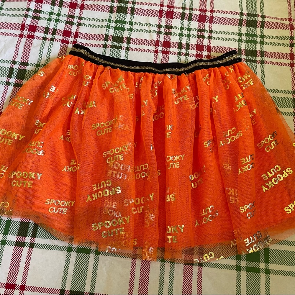 Celebrate Halloween Skirt Girls Orange "Spooky Cute" Tulle Large 10-12